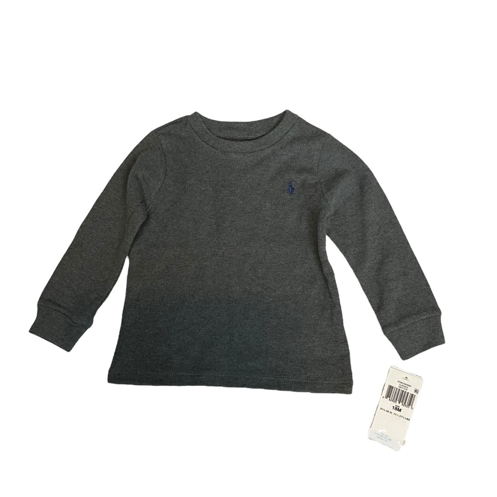 Polo Ralph Lauren Baby Boy Waffle-Knit Cotton Long-Sleeve Tee Size 18M